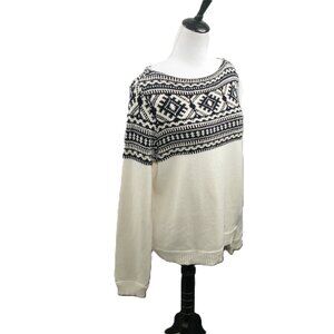 Lauren Ralph Lauren Cream/Black Boat Neck Sweater Size XL